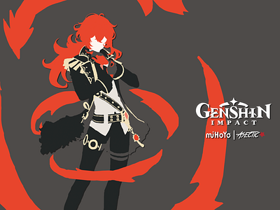 Diluc | Genshin Impact | Minimalist Wallpaper Design