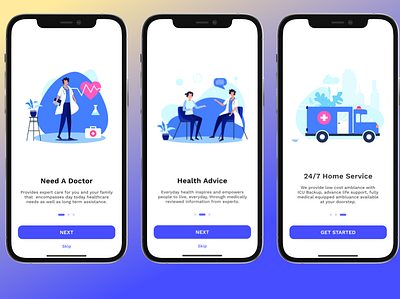 Onboarding screens animation project telemedicine ui ux