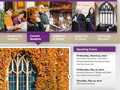 Emmanuel College #2 georgia palatino purple trebuchet ms web website