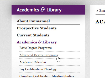 Emmanuel College #3 georgia palatino purple trebuchet ms web website