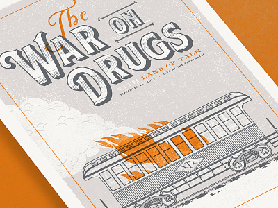 The War On Drugs atlanta fire gig illustration poster train