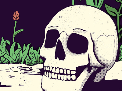 Another skull dead flower garden illustration momento mori skull vanitas