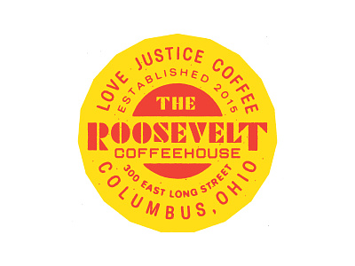 Roosevelt Coffeehouse 3 Year Anniversary badge badge circle coffee espresso illustration lettering
