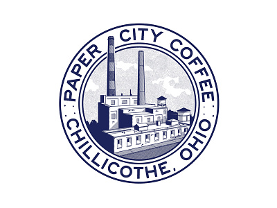 Paper City badge factory illustration ohio