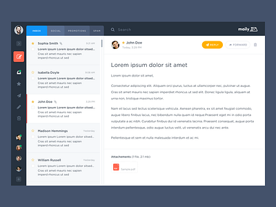 Maily Email Client dashboard email client sketch ui design ux design web app