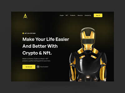 Crypto & Nft based header. 3d branding crpto landing crypto crypto currency digital currency interface design landing page metavers mobile app design nft nft landing ui ux visual design web