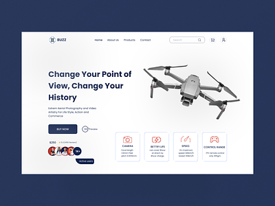 BUZZ-Drone Website Landing Page Header UI Design.
