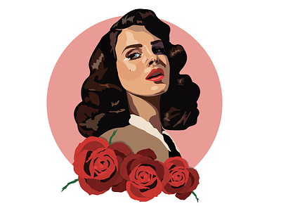 Lana Del Rey Illustration celebrity del design female flat illustration lana lana del rey music musician pretty rey rose roses singer vector woman