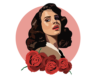 Lana Del Rey Illustration celebrity del design female flat illustration lana lana del rey music musician pretty rey rose roses singer vector woman