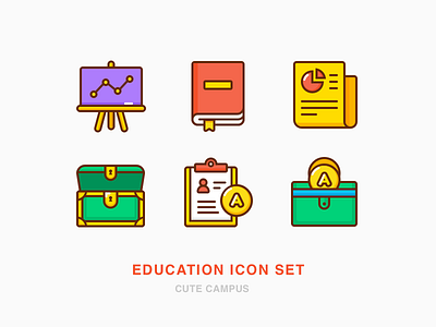 Education icon set analysis book box education icon money subject wallet