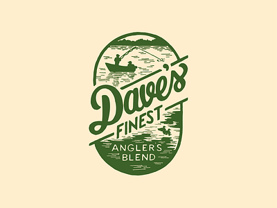 Dave's Finest badge canada coffee illustation label lake lettering mug nature print design rustic script lettering vintage label