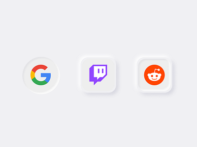 Social Share Icons in Neumorphism design figma google icons media neumorphism reddit share social twitch ui