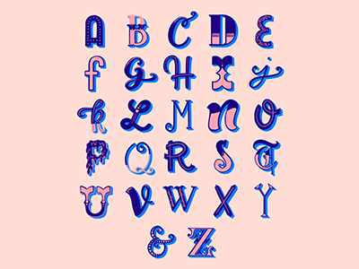 Alphabet abc alphabet blue hand lettering lettering letters pink type typography