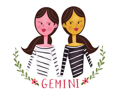 Gemini astrology gemini illustration twins zodiac