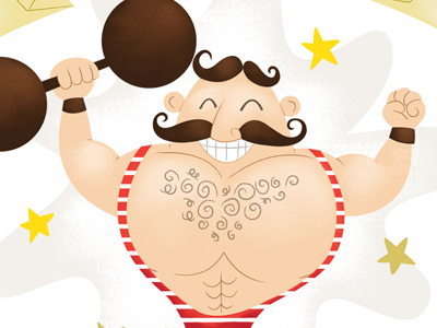 The Strong Man circus illustration side show strong man