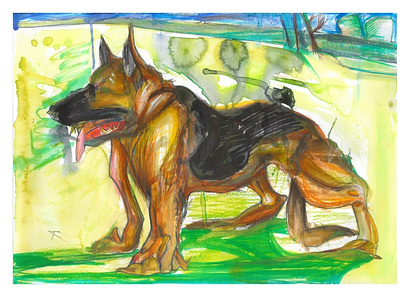 shepherd dog acid cartoon dog drawing illustration movie shepherd