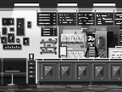 Coffee Shop adventure art artwork bw coffee digital game pixel pixel art