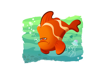 Clownfish character clown clown fish depressed fish