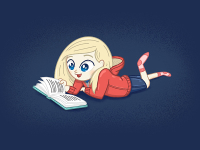 A Quick Read books character design faces girl illustration reading smile