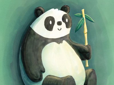 Lazy & Content animal character digital illustration panda sketch smile watercolor