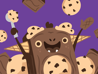 Brookie Monster brookie brownie character cookie design faces food ice cream ice cream cone illustration vector
