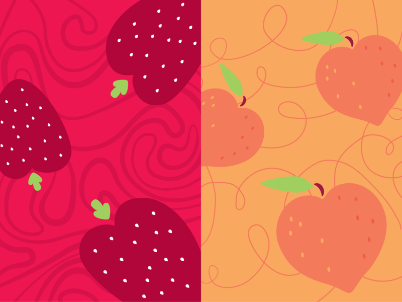 Strawberries & Peaches design food food drink food and beverage food and drink fruit illustration mix pattern peach strawberry swirl vector