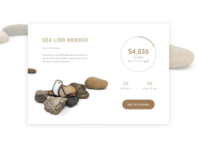 Daily Ui 032 Crowdfunding Campaign brooch crowdfunding campaign dailyui dailyui 032 donations sea lion ui