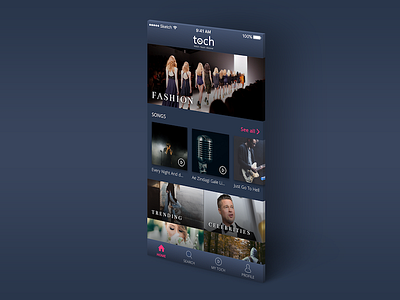 Toch app dark ui fashion ios sketch ux video