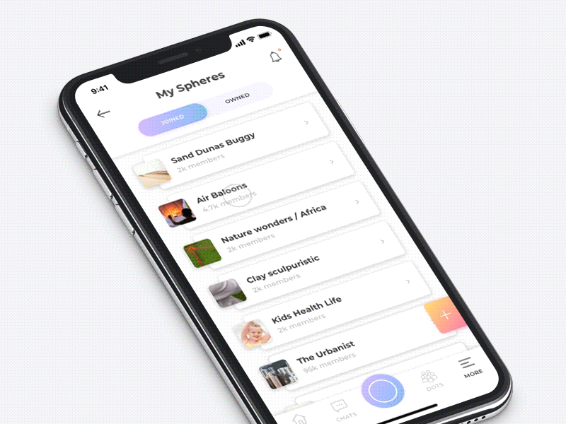 Spheres Transition animation app clean ios iphonex mobile smooth social transition ui uiux ux