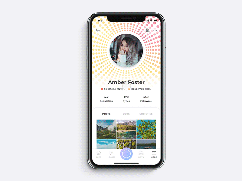 Profile Personalities ai animation artificial intelligence clean gradient ios mobile particles social ui uiux ux