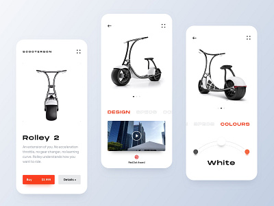 E-Scooter App UI app clean ecommerce app extended font ios iphone x mobile modern typography online store presentation layout product showcase scooter sustainable ui uiux whitespace