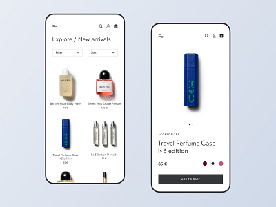 Byredo – Mobile app catalog clean e commerce shop filter iphonex luxury cosmetics mobile app onlne store product page responsive website typogaphy uiux