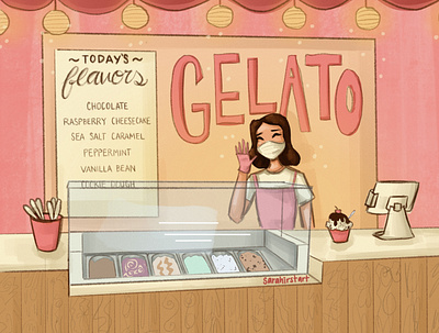 Gelato Shop colorful colors creative design digital art digital artist digital illustrator digitalillustration gelato ice cream illustrate illustration kids illustration pink summer