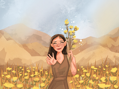 Sunny Flower Field Illustration