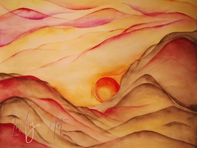 Berg by Gratiana aquarell sunset watercolor