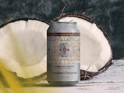 Toasted Coconut ale beach beer beer can branding brew can design coconut dieline dribbble florida illustration ipa monoline packaging pattern pompano summer tropical vintage