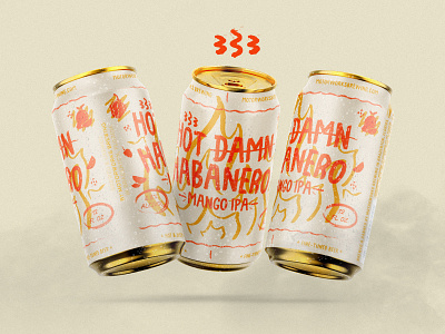 Hot Damn Habanero beer beer label dieline fire florida habanero illustration ipa lockup packaging pepper smoke spicy summer tampa texture type vintage