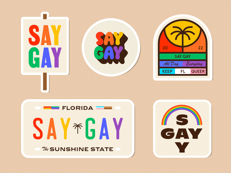 SAY GAY florida gay lesbian lgbt lgbtq lockup patch pride pride 2022 protest queer rainbow say gay st pete sticker tampa transgender typography vintage
