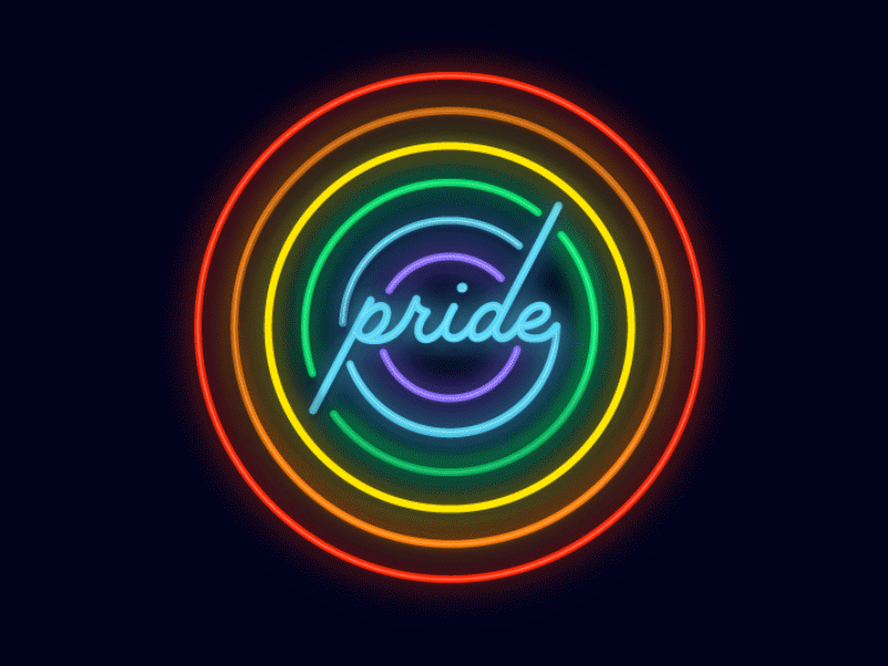 Happy Pride! animation badge equality gif glow human rights lgbt neon pride rainbow typography vintage