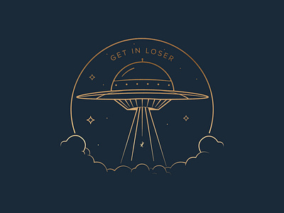 Get In Loser alien cosmic geometric icon illustration logo mean girls modern monoline space spaceship st pete tampa typography ufo vector vintage
