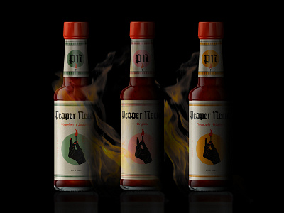 Pepper Nectar blackletter chili fire flame florida hand hot sauce label lit match nectar organic packaging pepper punk sauce spicy st pete tampa vintage