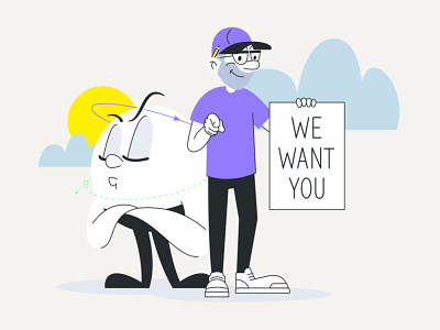 UXOX - We want you businessman character editorial illustration scene ui ux vector website