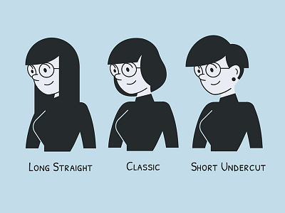 UXOX - Clara's Hair Options cartoon character clara glasses hair hairstyle variations vector