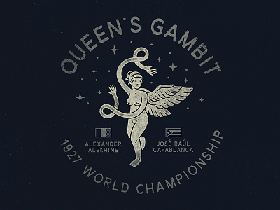 Queen's Gambit badge chess gambit queen stars texture vector
