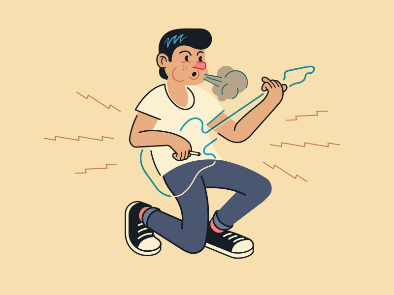 Air-Guitar Superstar smoking denim converse greaser rock rockstar superstar guitar air guitar vector