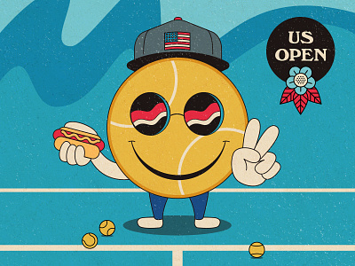 US Open hotdog illustration peace tennis tennis ball usopen vector