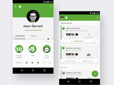 Social Soccer App android app card cards mobile soccer ui ux