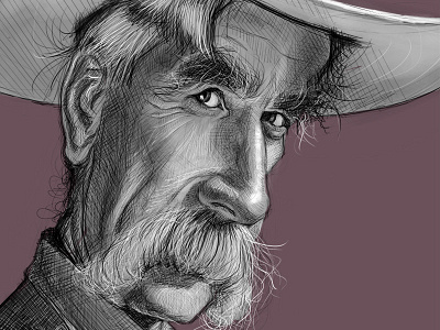 Sam Elliott Caricature