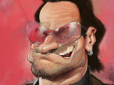 Bono U2 adobe photoshop bono caricature cartoon comic digital painting drawing illustration illustration art u2