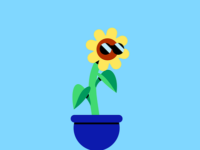 Sunflower character discord flat minimalist vector